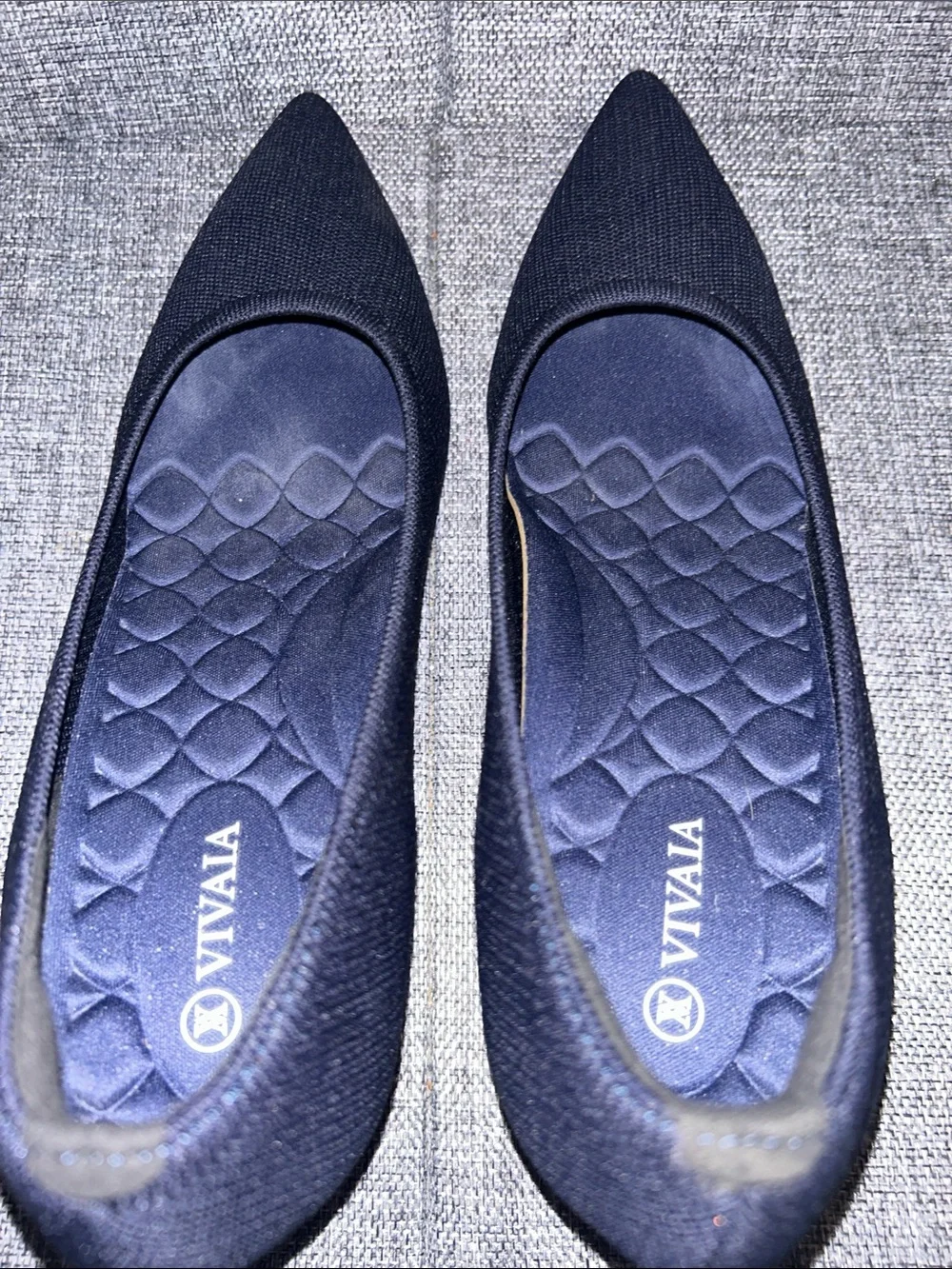 NEW - VIVAIA Women's Navy Pointed-Toe Stress Free Wedge Heel